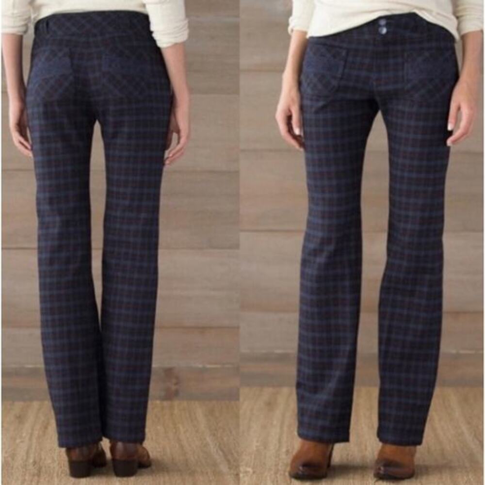 Sundance Georgia Pants Navy Cotton Flannel Plaid Wome's Size S Lagenlook EUC‎